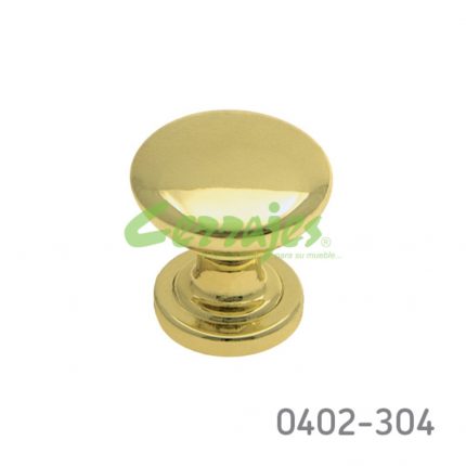 Botón Zamak Ø=24 mm 4004 Z15 Latón pulido Tornillo M4x25mm