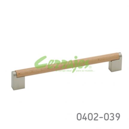 Jaladera Zamak cc 192 mm L=220 mm 4192 Z53 Acabado metálico con madera Tornillo M4Xx48mm