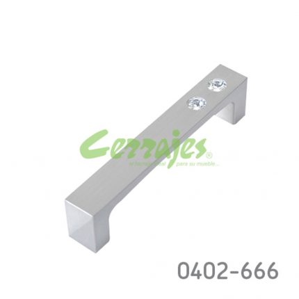 Jaladera barra con cristal sw Zamak cc 96 mm L=105 mm 4525 Z22 Niquel cepillado Tornillo M4x25mm