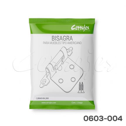 Bisagra Cerrajes "Americana" negro auto-cierre embolsada con tornillos y tope