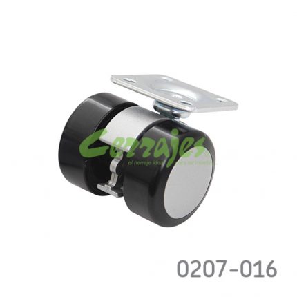 Rodaja para gabinete placa 38x38mm Cerrajes poliuretano Ø=37mm gris/negro 50Kg