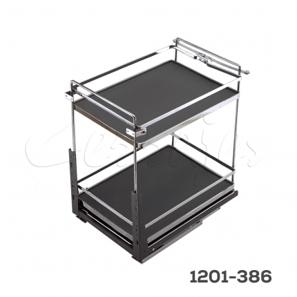 Botellero "Nápoles" varilla plana cromada y piso melamínico con cierre suave W=300mm