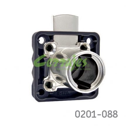 Cerradura gabinete madera rectangular CL Plástico Ø=16,5mm H=34mm L=22mm Niquelado/Gris cilindro C1