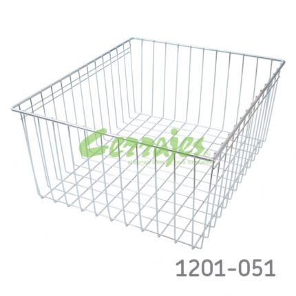Canastilla Cerrajes W=450mm H=200mm alambre cromado con corredera epóxica (Euro)