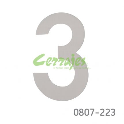 Número 3 metálico de 200 mm inoxidable