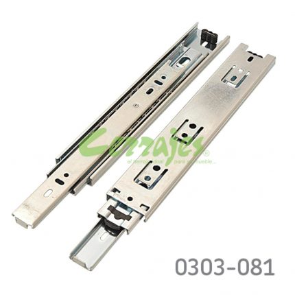 Corredera de baleros Cerrajes  H=45mm L=250mm Zincada Extensión total Espesor 1,0mm