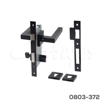 Manija para Baño, Mod."Capella" mecanismo 85x55mm con cilindro de privacidad (mariposa/ranura), Negro