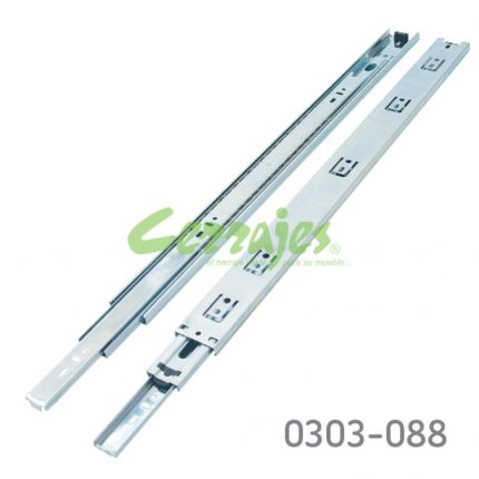 Corredera de baleros Cerrajes  H=45mm L=550mm Zincada Extensión total Espesor 1,0mm