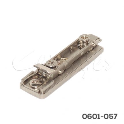 Base para bisagra Salice BAPGR09/16 "Domi" niquelada H=0mm lineal (21+32mm) Zamak, enganche rápido