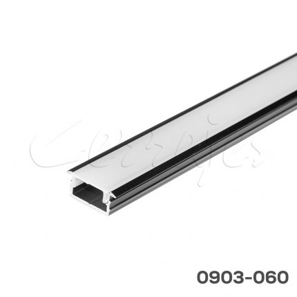 Perfil de aluminio embutido (18 mm) 15x8 mm L=2,5 m Negro con difusor