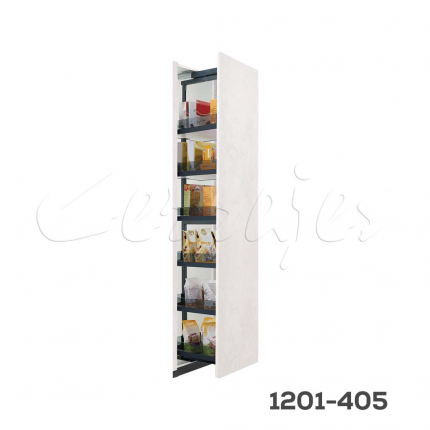 Columna extraíble "Polanco" de cristal y piso melamínico H=1920 a 2220mm con cierre suave W=400mm