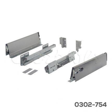 Corredera doble pared enganche rápido  Cerrajes "Stetik" H=86mm L=400mm epóxica plata Cierre suave