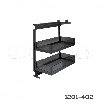 Botellero "Polanco" de cristal y piso melamínico con cierre suave W=300mm