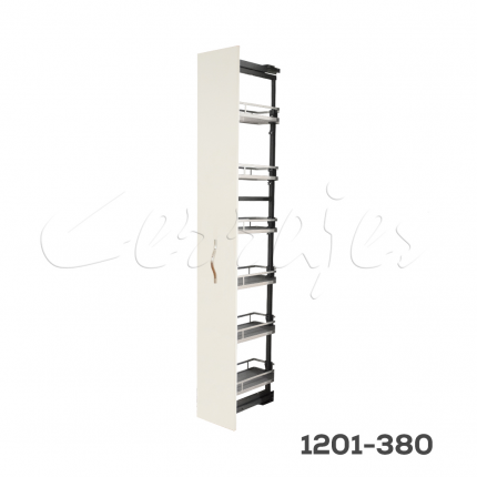 Columna extraíble Nápoles varilla plana cromada piso melamínico H=1910 a 2210 con cierre suave W=300