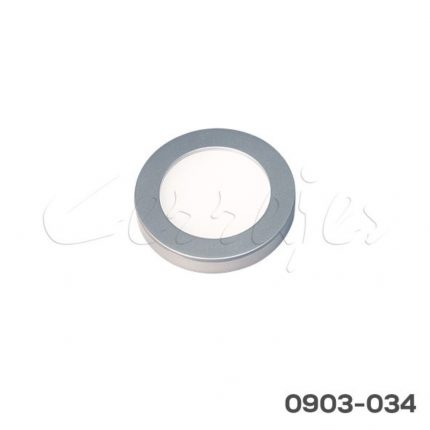 Luminaria Led Mod.Piccola PLR65 12VCD-1,8W Ø65*H10mm 3000°K montaje superficial/embutido, gris plata