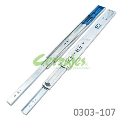 Corredera de baleros Cerrajes  L=400mm Zincada Extensión total Cierre suave