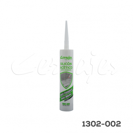 Silicón acético anti-hongos blanco, cartucho con 300 ml