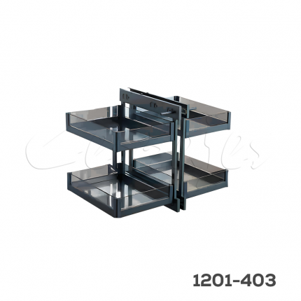 Esquina mágica reversible "Polanco" de cristal y piso melaminico con cierre suave W=900mm