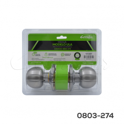 Manija de bola para baño “Ula”,  botón/ranura, acero inoxidable