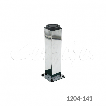 Pata cuadrada para mueble Cerrajes 40x40mm H=180mm+20mm  acero Cromada 100 kg con placa 63x63mm