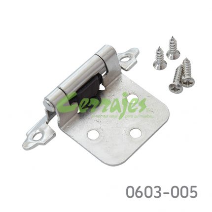 Bisagra Cerrajes "Americana" niquelada auto-cierre embolsada con tornillos y tope