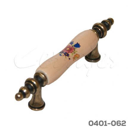 Jaladera Zamak / Cerámica cc 76 mm L=126 mm 5046 Z58 Metálico / Cerámica grabada Tornillo #8 - 32X1"