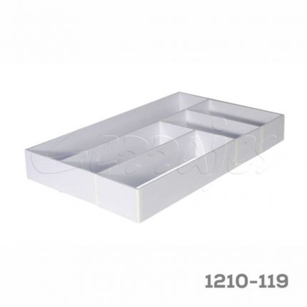 Organizador modular para cajón cubertero 5 secciones (2-CH 2-MD 1-XL) Cerrajes Poliestireno blanco