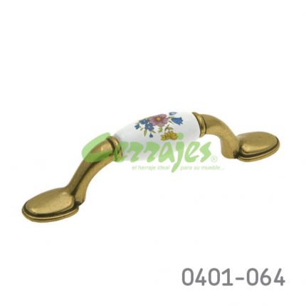 Jaladera Zamak / Cerámica cc 76 mm L=126 mm 5048 Z58 Metálico / Cerámica grabada Tornillo #8 - 32X1"