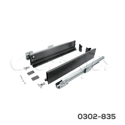 Corredera doble pared Cerrajes "Stetik Slim 2.0" H=116mm L=500mm, Gris Antracita, cierre suave