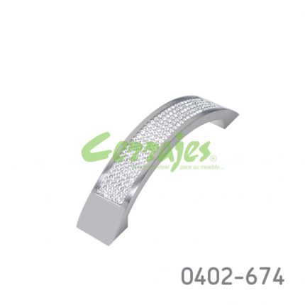 Jaladera con cristal sw Zamak cc 96 mm L=120 mm 4533 Z22 Niquel cepillado Tornillo M4x25mm