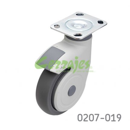 Rodaja para gabinete placa 92x75mm Cerrajes Polipropileno/termoplástico Ø=125mm blanco/gris 80Kg