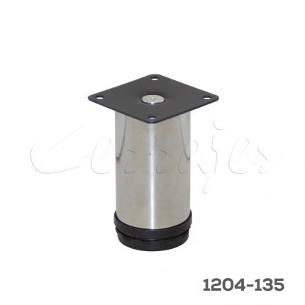 Pata para mueble Cerrajes H=100mm Ø=50mm acero Cromada nivelador +15mm con placa 65x65mm