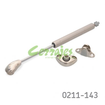 Pistón Italiana Ferramenta "Kraby Compact" L=244mm beige 80N con enganche y tornillos