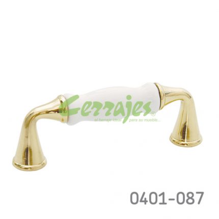 Jaladera Zamak/Cerámica cc 76 mm L=92 mm 5059 L50 Acabado metálico con cerámica Tornillo #8 - 32x1"