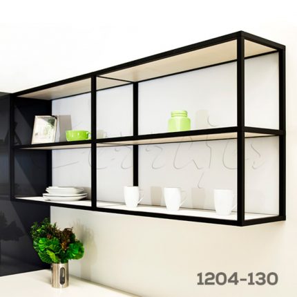 Estructura Cerrajes "QBIK cuádruple" W=1,8 m, H=700mm, D=300mm Negro mate a muro con entrepaño