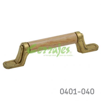 Jaladera Zamak / Madera cc 76 mm L=119 mm 5024 Z53 Acabado metálico con madera Tornillo #8 - 32X1"