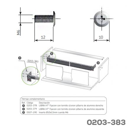 Tornillo de cabeza plana PZ2 M6x12 mm para LIBRA H=7