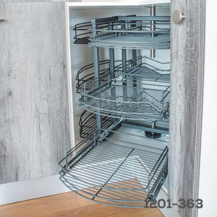 Giratorio para esquina 3/4 con canastillas extraíbles "Roma" alambre grafito  W=900mm