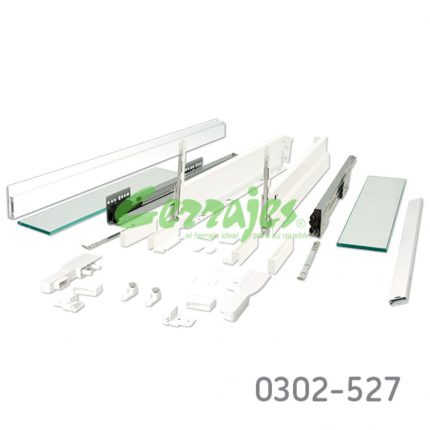 Jgo. Nova-Pro Classic Crystal blanco 500 mm  para 70 kg w=1150 mm con cierre suave con varilla rect.