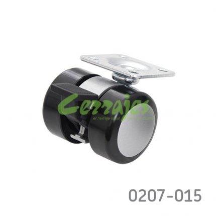 Rodaja para gabinete con freno placa 38x38mm Cerrajes poliuretano Ø=37mm gris/negro 50Kg