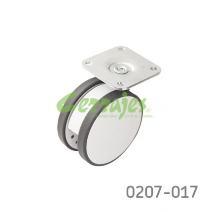 Rodaja para gabinete placa 60x60mm Cerrajes nylos+poliuretano Ø=80mm blanco/negro 60Kg