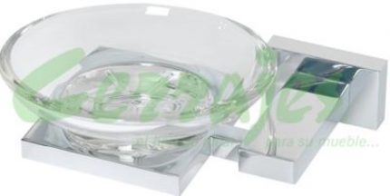 Jabonera base rectangular con  plato de cristal l cr