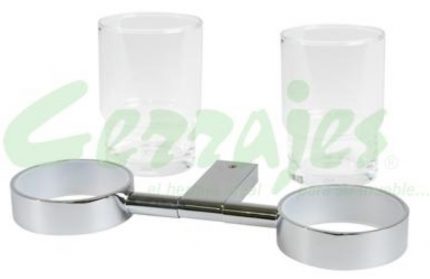 CEPILLERO DOBLE VASO DE CRISTA LATON CROMADO