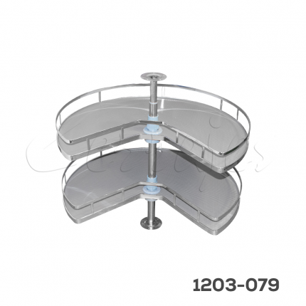 Giratorio para esquina  3/4 "Nápoles" varilla plana cromada y piso melaminico  W=800mm