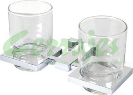 Cepillero base rect con  doble vaso de cristal l cr