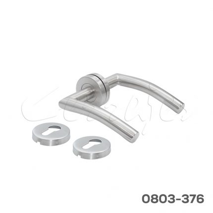 Manija Modelo "Delfín" base y cubre-cilindro redondo Ø=53 mm, Acero inoxidable satinado