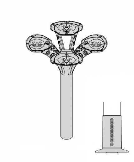 Pata galatea 4 vias a 90º d 60 h 690 mm tipo b alum