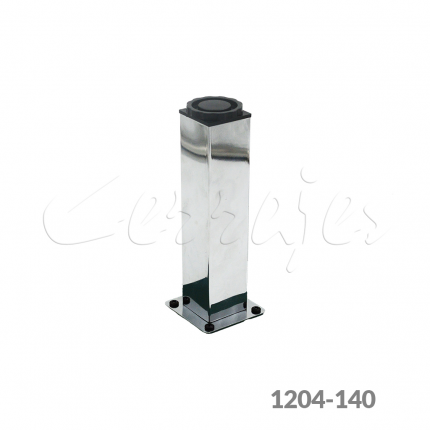 Pata cuadrada para mueble Cerrajes 40x40mm H=160mm+20mm  acero Cromada 100Kg con placa 63x63mm